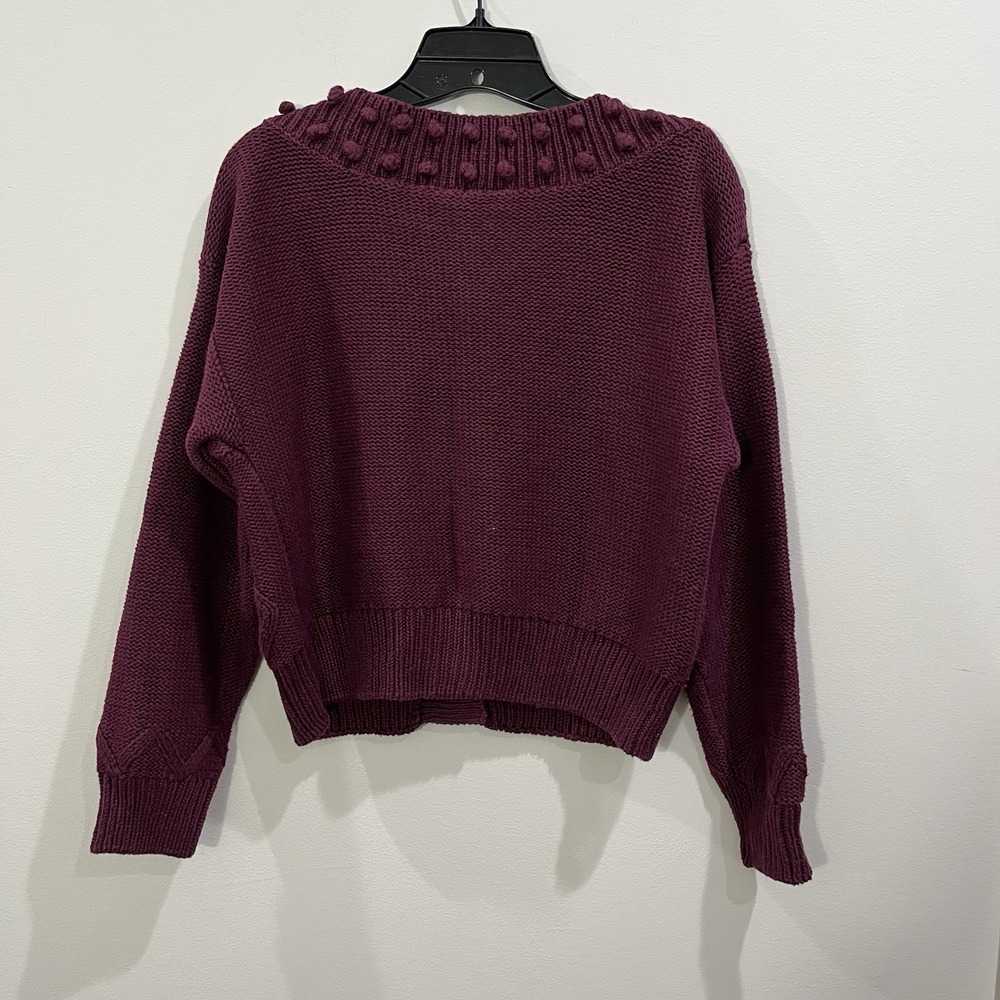 Firo Vintage 90s Chunky Textured Knit Button Front Cardigan Purple Cropped - Picture 11 of 13
